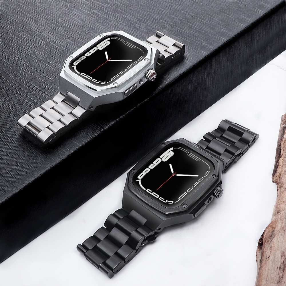 Premium สายแสตนเลส+เคส สายนาฬิกาข้อมือ ชนิดสเตนเลส สําหรับ applewatch 7 6 SE 5 4 45มม 44มม นาฬิกาสมาร์ท