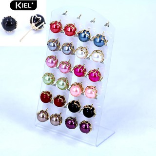 Kiel 12 คู่ต่างหู Elegant ต่างหู Round Faux Pearl เครื่องประดับชุดหูฟังชุดหูฟัง