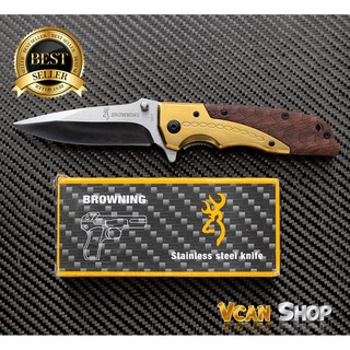 BROWNING Outdoor Folding Knife มีดพับ มีดแคมป์ปิ้ง ใช้เดินป่า ป้องกันตัว อุปกรณ์ยุทธวิธี บราวนิง EDC