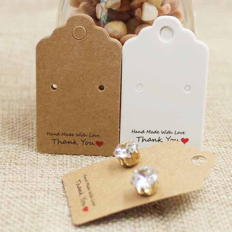 Tholesale thank you การ์ดแท็กต่างหูแบบแขวน 5x3 ซม. 100 ชิ้น
