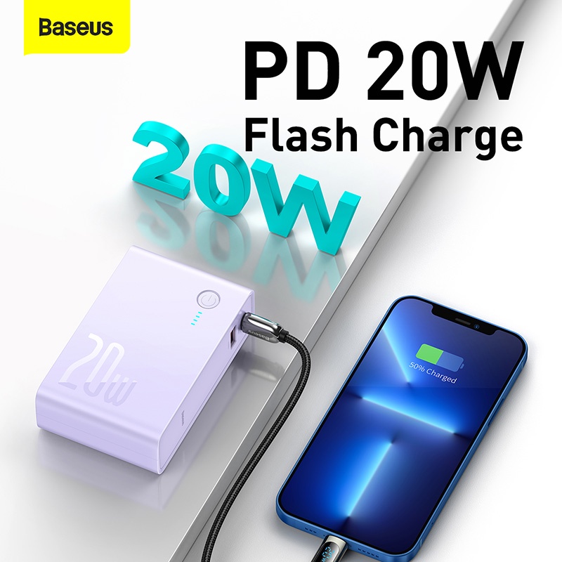 Baseus 20w 3 in1 Power Bank 10000mAh Type C PD Fast USB Charger Powerbank Portable External Battery Charger For iPhone 13/iPhone 12