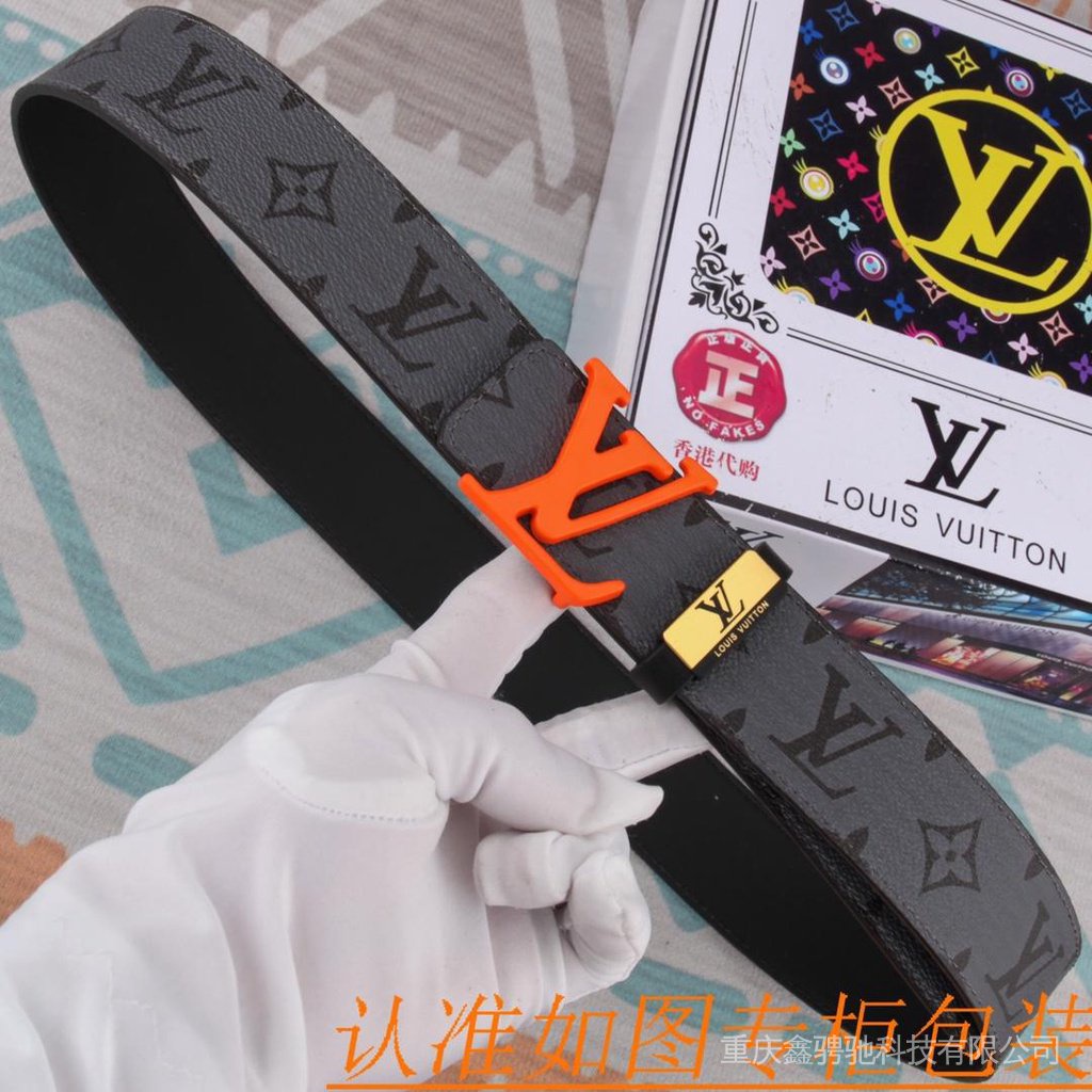 337f 【ใหม่】belt LV Louis Vuitton เข็มขัดหนังวัว สําหรับผู้ชาย