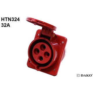 "Dako" Power Plug (เพาเวอร์ปลั๊ก) รุ่น HTN324 32A 380V-415V 4Pin IP44 ตัวเมีย แบบติดฝั่งเฉียง