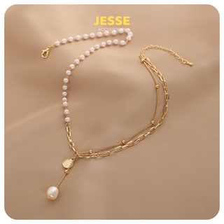 Classic chain double-layered necklace สร้อยคอไข่มุกน่ารักคลากสิก สร้อยคอมินิมอล สร้อยโชกเกอร์