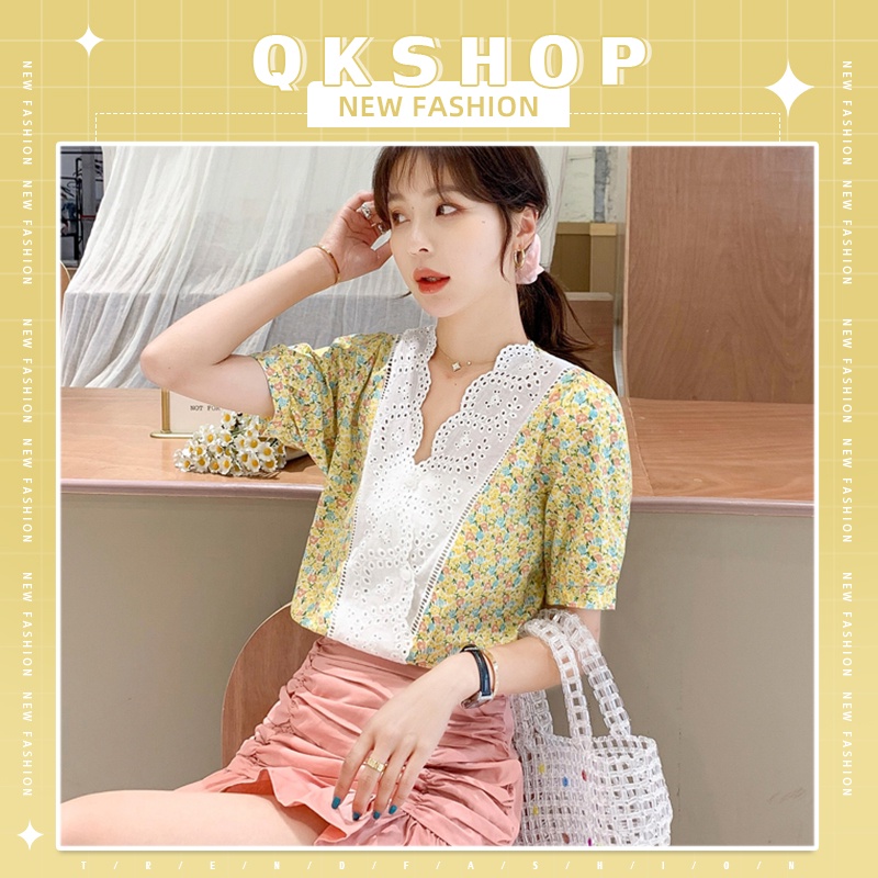 QKshop ✨เสื้อแฟชั่นแต่งลายลูกไม้สีพื้นออกแบบมาเข้ากับยุคสมัยสุดๆ ❤️มีไว้ไม่เอาว์แน่นอน ของดีแบบนี้พลาดไม่ได้แล้วว 🔥🤩👍🏻