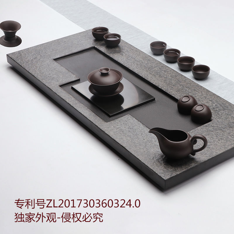 Wujin Stone Tea Tray Whole Piece Natural Black Gold Stone Small Tea