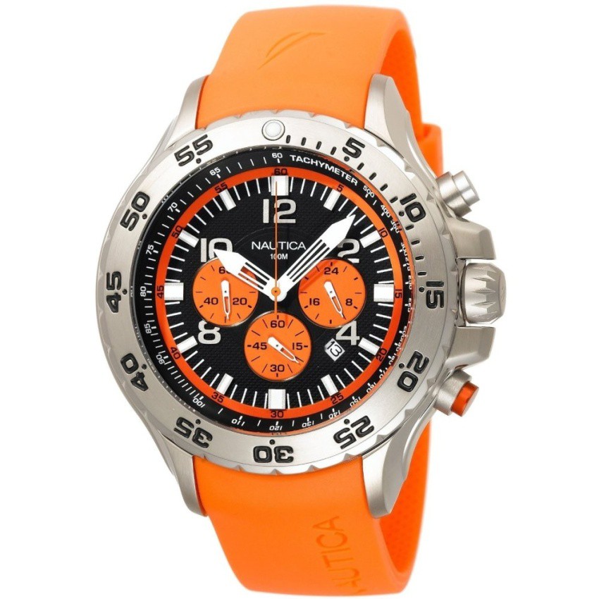 Nautica Men's N14538G NST Stainless Steel Watch (Orange/Black)