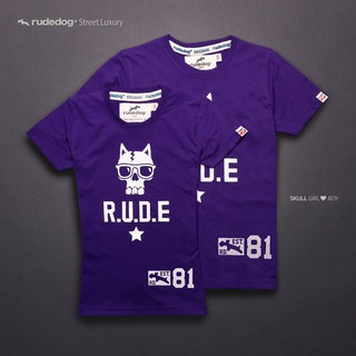 rudedog เสื้อคอกลม ชาย หญิง  รุ่น skull สีม่วง