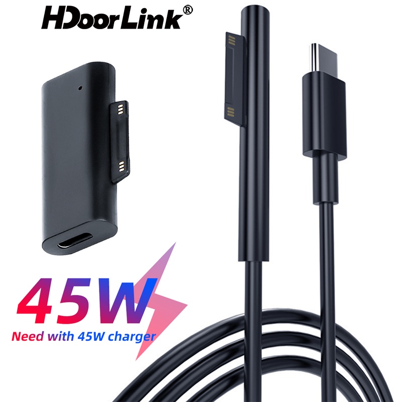 Hdoorlink สายชาร์จ Microsoft PD เป็น TYPEC 45W USB C สําหรับ Microsoft Surface Tablet PRO5 Microsoft