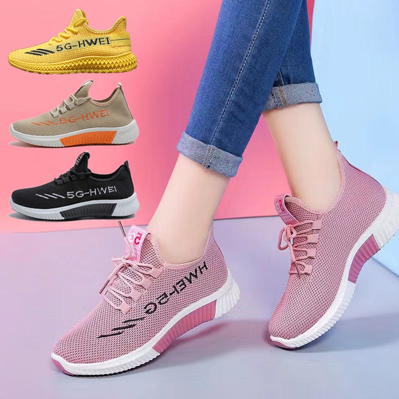 (S-1060) พร้อมส่ง รองเท้าผ้าใบแฟชั่น ลายHWE-5G ทรงสลิปออน ผ้าใบผู้หญิง ลำลอง นุ่ม ไม่ยับ