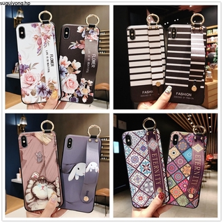 Realme C15 C3 C11 6i 6 Pro ดอกไม้ &amp; กระต่าย &amp; แมว 3D ลายนูน + สายรัดข้อมือ เคสโทรศัพท์ GNC