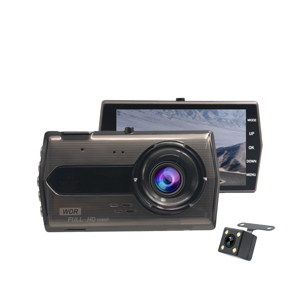 4นิ้วกล้องเลนส์คู่HD 1080จุดรถรถblackbox DVRวิดีโอรีบลูกเบี้ยวด้านหน้าด้านหลังบันทึก รุ่นH506