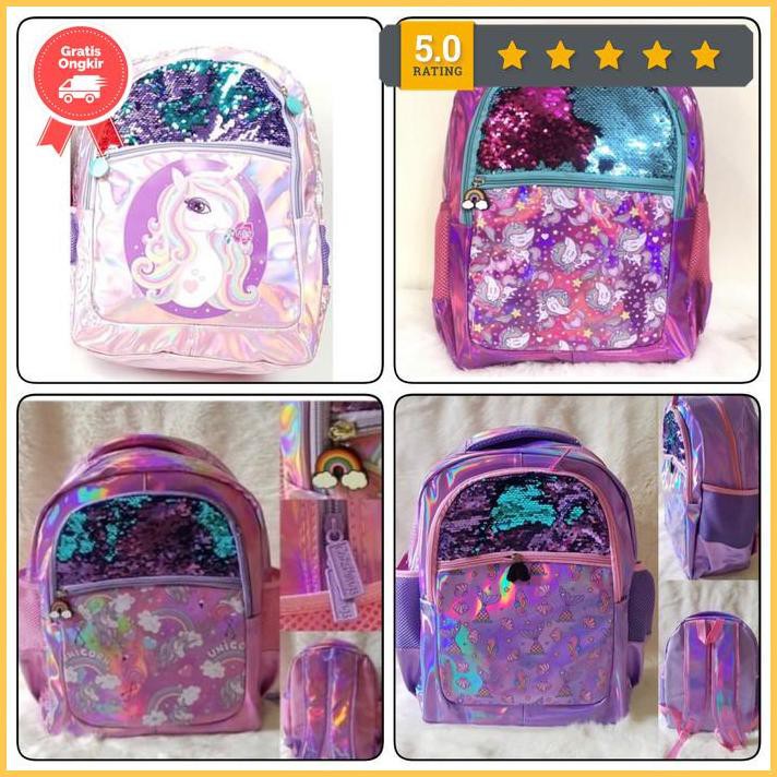 Justice Smiggle Hologram Sequin Unicorn กระเป๋าเป้เด็ก Ready789