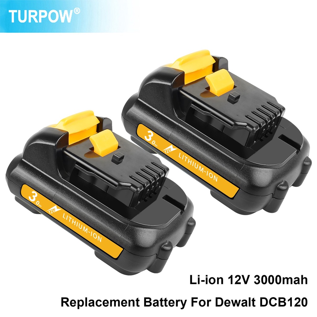 Turpow 3000mAh แบตเตอรี่ Li-Ion สำหรับ Dewalt 12V MAX DCB120 DCB121 DCB123 DCB125 DCD710 DCF813 DCF8