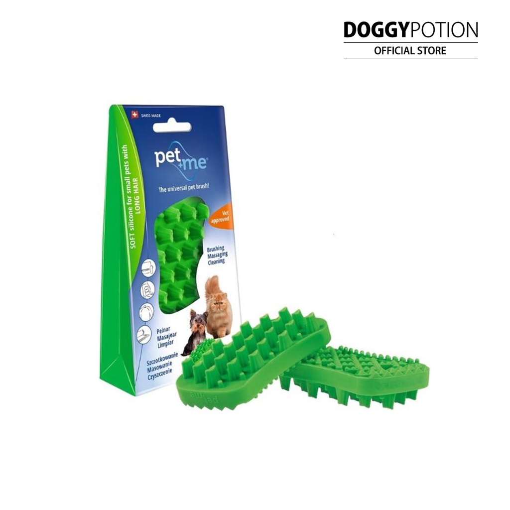 Pet+Me Green Silicone Brush (Long Hair Cats &Small Animals) แปรงซิลิโคนสำหรับแมว ขนยาว