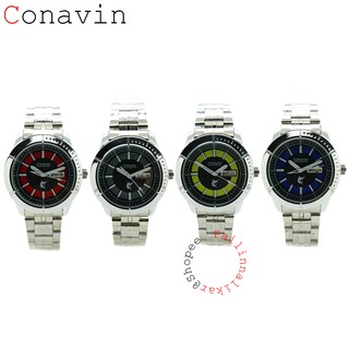 Conavin (Ocean Color) นาฬิกาสุภาพบุรุษ-สตรี/วัยรุ่น ทรงกลม 40 MM หน้าปัด 2 สี สาย Stainless Steel ระบบ เข็ม มีวัน/วันที่