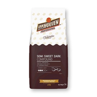 พร้อมส่ง! แวนฮูเต็น เซมิ สวีท ดาร์ก คอมพาวด์ ช็อกโกแลต 1 กก. Van Houten Semi Sweet Dark Compound Chocolate 1 kg