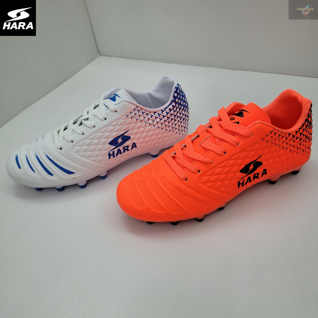 รองเท้าฟุตบอลเด็ก รองเท้าสตั๊ดเด็ก HARA รุ่น F14K สีขาว/สีส้ม SIZE 35-38
