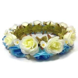 มงกุฏดอกไม้ มงกุฏเจ้าสาว ดอกกุหลาบ 2 ชั้น Wedding flower crown tiara headband