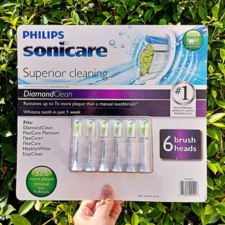 ฟิลิปส์ หัวแปรงสีฟันไฟฟ้า 6 ชิ้น/แพ็ค Sonicare W DiamondClean Standard Sonic Toothbrush 6 Heads HX6066/70 (Philips®)