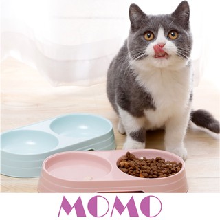 MOMO ชามอาหารแมว พลาสติก 2 ช่อง พาสเทล (BO06) ชามอาหารสัตว์เลี้ยง Pet Double Bowl