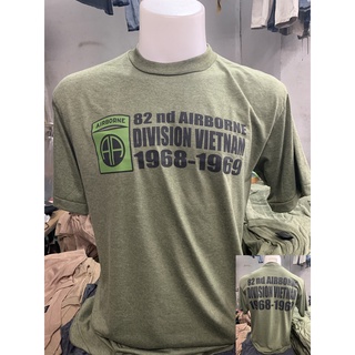 เสื้อยืดทหาร Airborne สไตล์วินเทจ ทหารอากาศ แนว US Army ตะเข็บเดี่ยวบนล่าง ผ้าบาง 50/50 ผ้านิ่มใส่สบาย