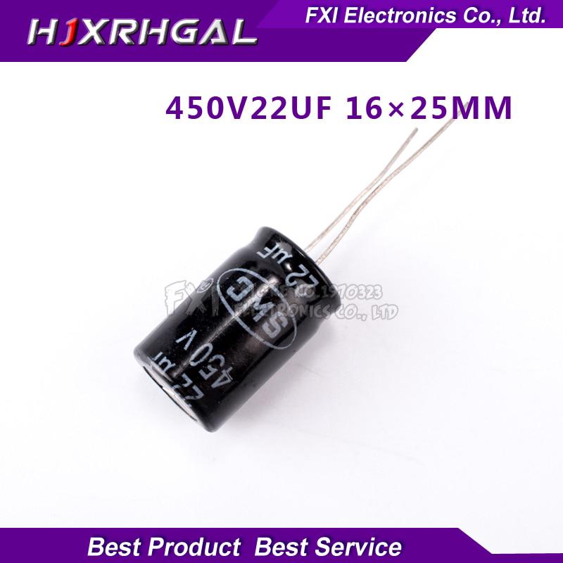 10PCS  450V22UF 16*25mm 22UF 450V 16*25 Electrolytic capacitor New original