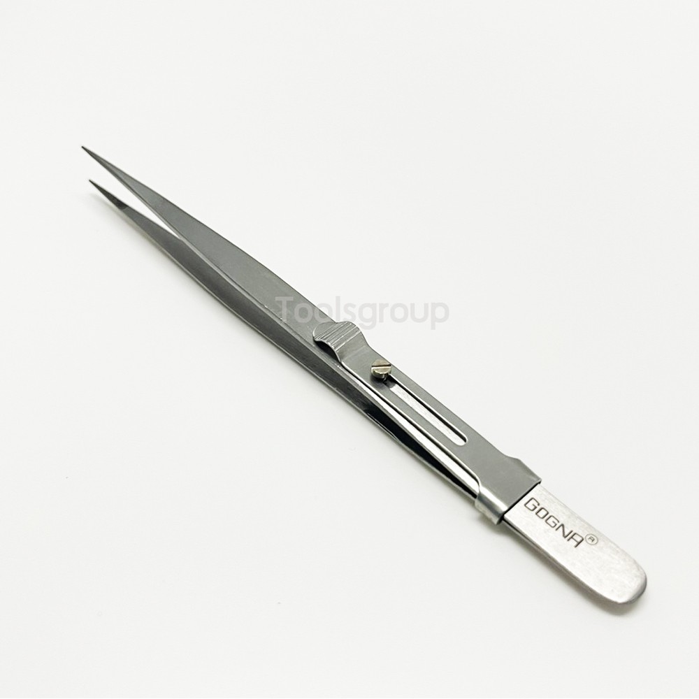 ปากคีบ ปากคีบแบบมีตัวล็อก GOGNA ปากคีบแสตนเลส ยาว 16 Cm คีมจับเพชร คีมจับอัญมณี คีมปลายแหลม TWEEZERS – โปรปัง