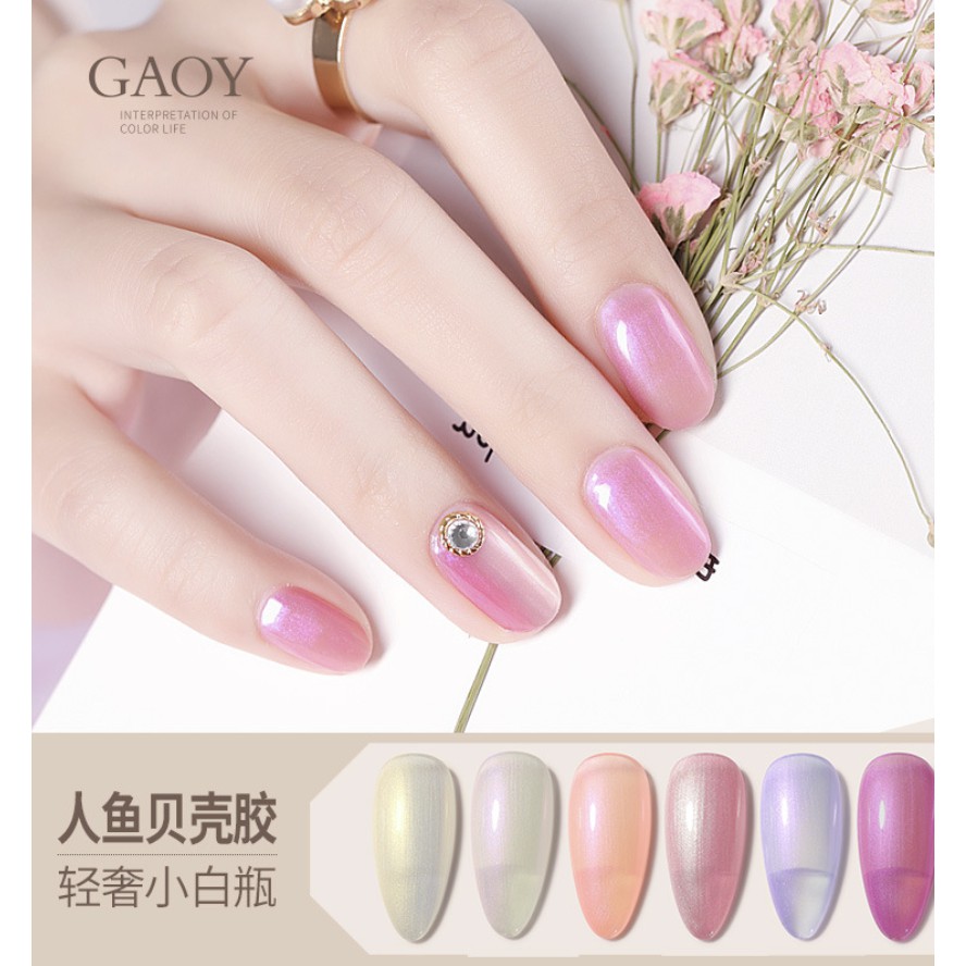 สีเจล สีประกายมุก สีเจลพาสเทล สีเจลกากเพชร สีทาเล็บ สีเจลUV GAOY 7.3 ml หวาน