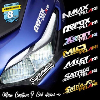 สติกเกอร์โครเมี่ยม กันน้ํา แวววาว สําหรับรถจักรยานยนต์ NMAX NMAX Xeon Mio Satria FU Costum Slow Aerox NMAX Xeon Mio Satria FU Aerox NMAX Xeon Mio Satria FU