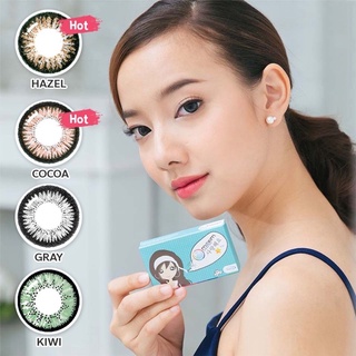 กล่องฟ้า Maxim Contact lens คอนแทคเลนส์ รายเดือน Kiwi Green Cocoa โกโก้ Hazel สีเขียว สีฮาเซล Gray สีเทา ค่าสายตา -9.00