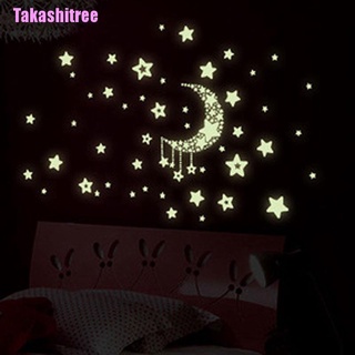 $ Takashitree $ Star Moon Glow In The Dark ติดผนังเพดานห้องนอนเด็ก