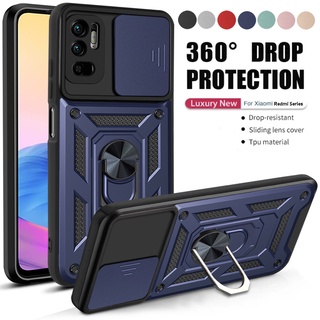 เคสโทรศัพท์ แบบไฮบริดแข็ง กันกระแทก สำหรับ Xiaomi Redmi Note 10 10S 8 9 9S Pro 4G 5G กรณีการป้องกันกล้อง พร้อมแหวนขาตั้ง เคสยืนกันชน Phone Case Cover For Xiomi Redmi Note 10