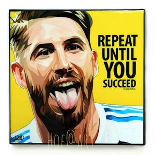 Sergio Ramos รามอส Real Madrid เรอัล มาดริด ราชันชุดขาว รูปภาพ​ติด​ผนัง​ pop art ฟุตบอล​ Football กรอบรูป​​ รูปภาพ