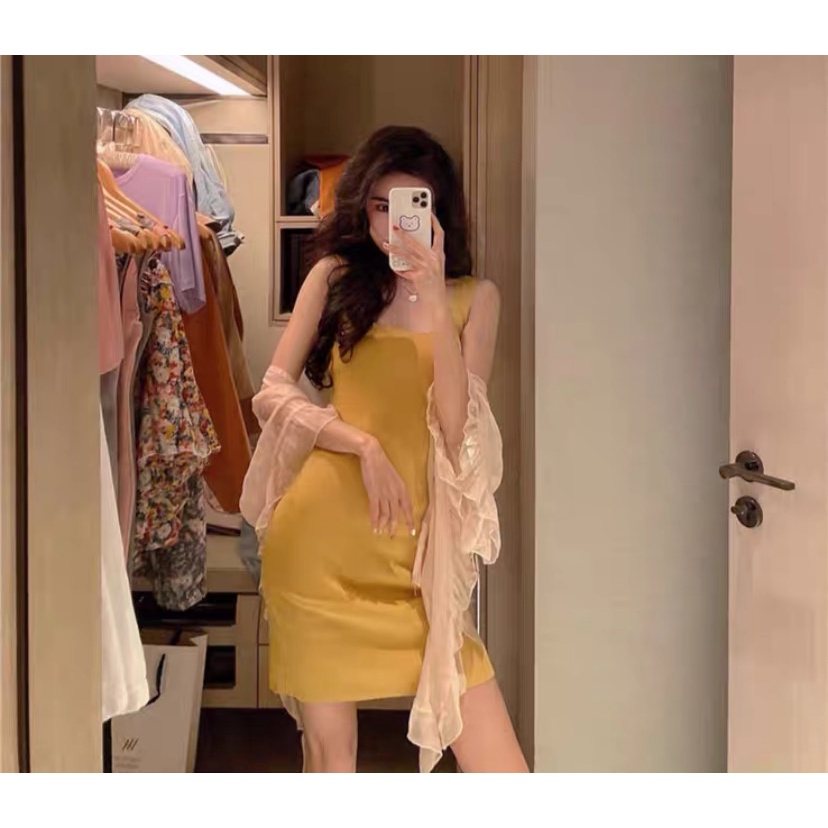 💥 Fairy style 💥 ชุดเดรสไหมพรม เข้ารูป เซ็กซี่ ผ้ายืดและสีพื้น สีโทนอุ่นๆละมุน 💖 #80037 - รูปที่ 5