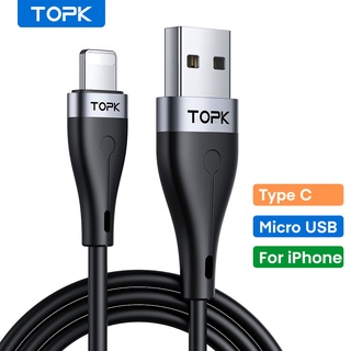 TOPK AN46 สายชาร์จ iPhone Micro USB Type C สําหรับ iPhone Xiaomi Samsung Huawei