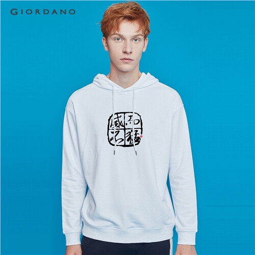 GIORDANO MEN Printed long-sleeve hoodie 91099690