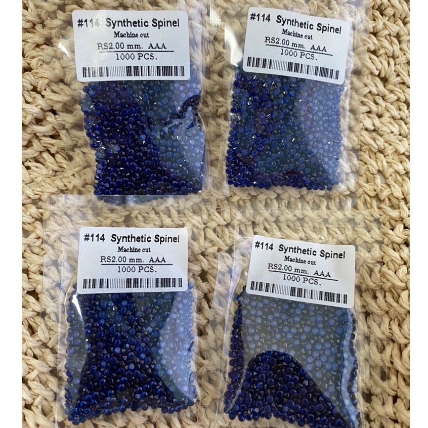 พลอยอัดไพลิน สีสปิเนล Synthetic Blue Spinel#114 เจียระไนเหลี่ยมก้นเพชร ทนทานความร้อนสูง