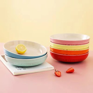 French Cool Color LeCreuset "Ice Berry Pink Series" Wide Mouth Bowl Set 6-piece Soup Plate, Vegetable Plate, Fruit Plat