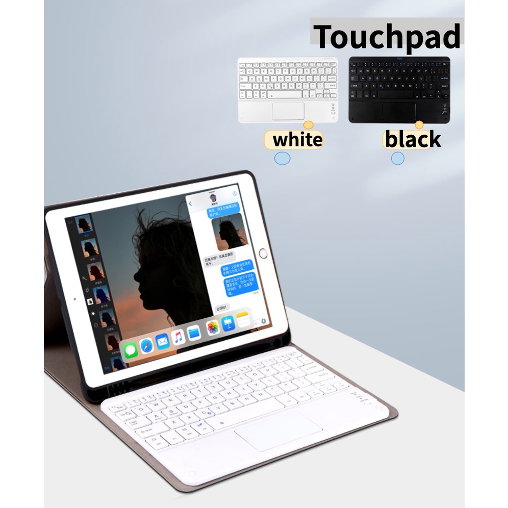 Keyboard Touchpad คีย์บอร์ดไร้สาย แป้นพิมพ์ บลูทูธ ไร้สาย ภาษาไทย / อังกฤษ TH-EN สำหรับ Touchpad iPa