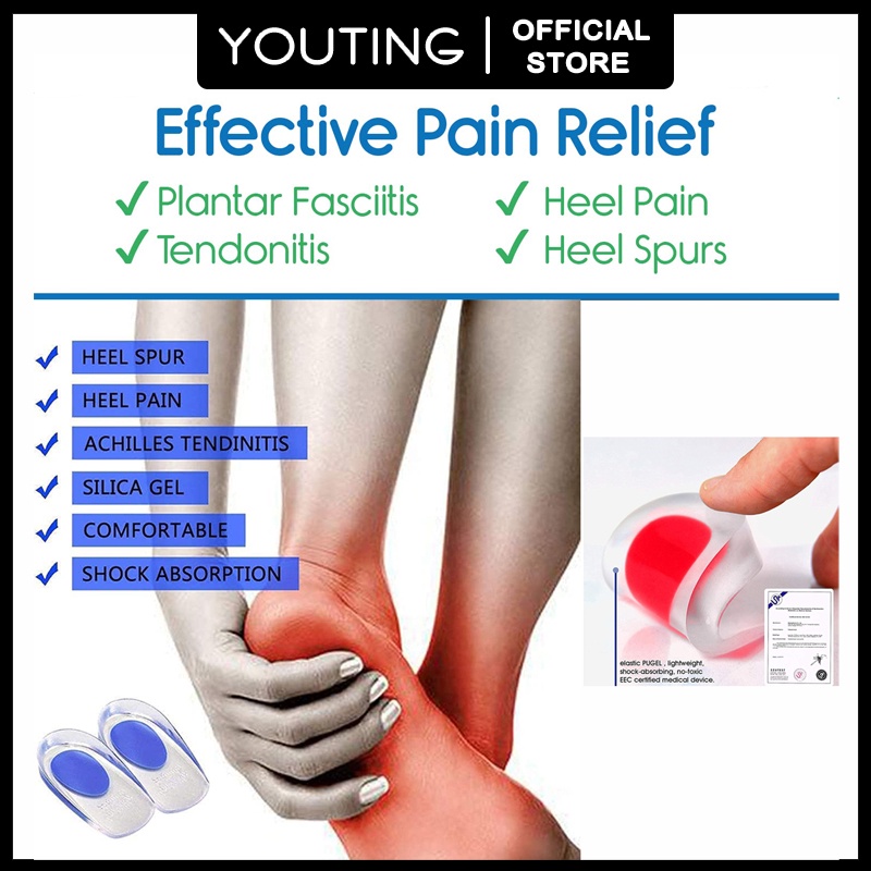 [YOUTING]1+1Gel Heel Cups for SUPPORTIVE HEEL PAIN Relief, Plantar Fasciitis Protectors Insole for B