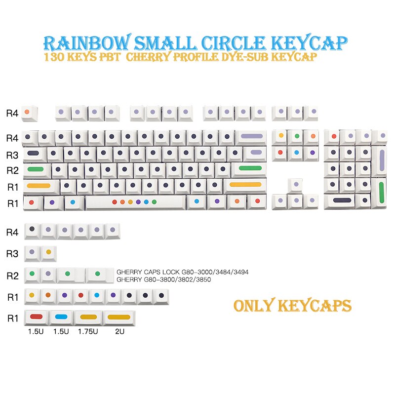 128 คีย์ PBT Keycap Cherry Profile DYE-SUB ส่วนบุคคล GMK Dots Keycaps สําหรับคีย์บอร์ด 61 64 84 108 