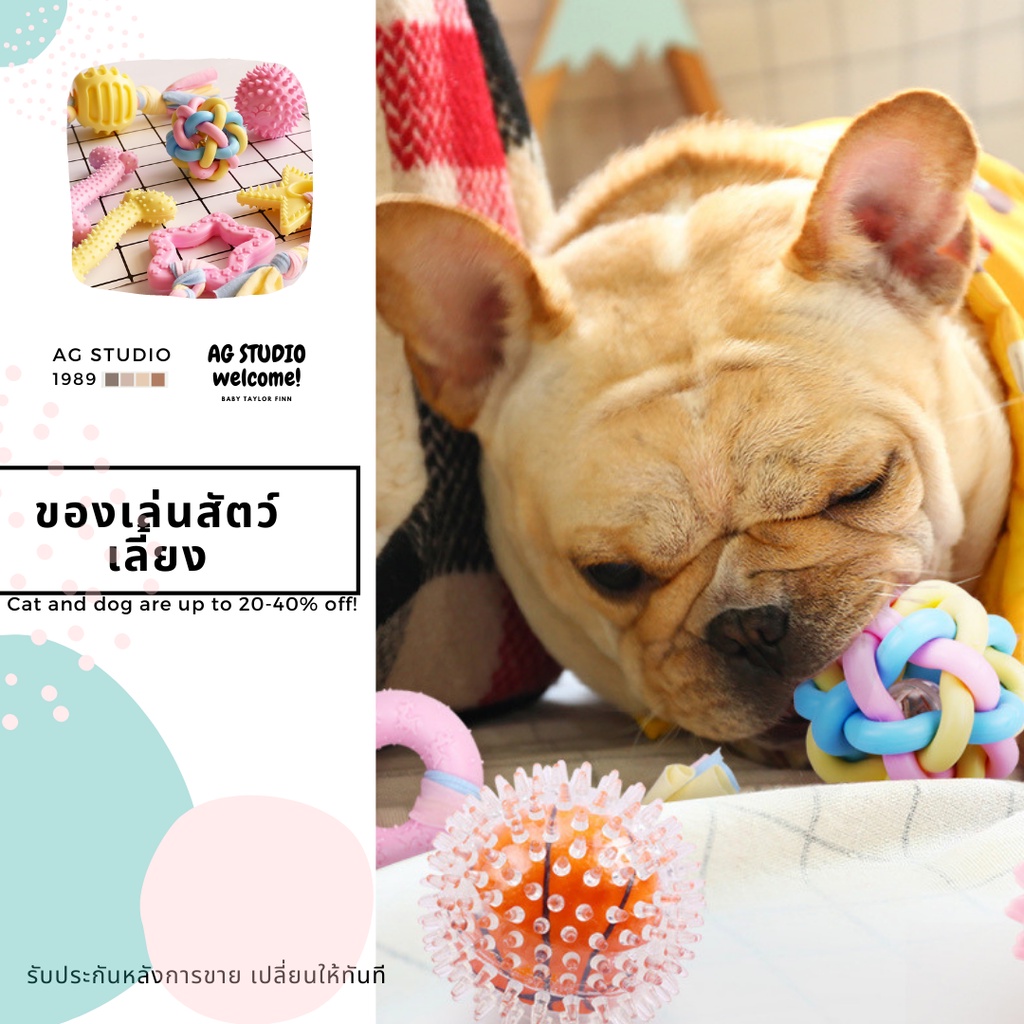 AL-068 ของเล่นสุนัข ยางกัด ของเล่นหมา แมว บอลหมา เชือกกัด สีพาสเทล ของเล่นผ้า ทำจากวัสดุทนทาน ปลอดภัย 🔥 พร้อมส่ง 🔥