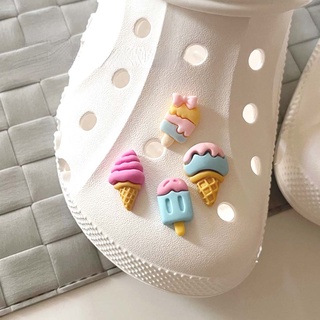 น่ารักตกแต่งไอศครีมสไตล์เสน่ห์ Jibbitz Crocs Diy รองเท้าตกแต่ง