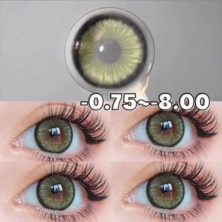 {เกรด -0.75~-8.00} Uyaai คอนแทคเลนส์ สีเขียว 1 ด้าน 14.5 มม.