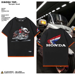 [COD]Honda CBR Non-Double Gold Wing การแข่งขันรถจักรยานยนต์อุปกรณ์ต่อพ่วงแขนสั้นเสื้อยืดผู้ชายและผู้หญิงครึ่งแขนสามารถปร