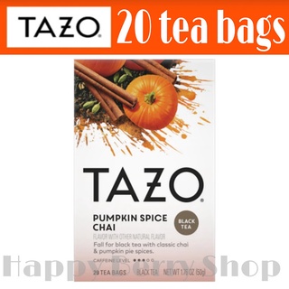 TAZO TEA 🍃 ชาชัย PUMPKIN SPICE CHAI Black Tea ⭐พร้อมส่ง⭐ชาอเมริกาเพื่อสุขภาพ 1 กล่องมี 20 ซอง