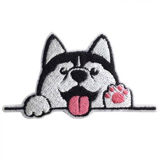 อาร์มติดเสื้อ อาร์มปักลาย  หมายกมือน่ารักๆ ปักดำขาวชมพูพื้นข…