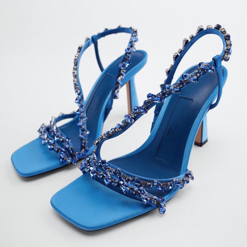 รองเท้าแตะฤดูร้อน Traf Rhinestone Heeled Sandals Women High-heeled ...