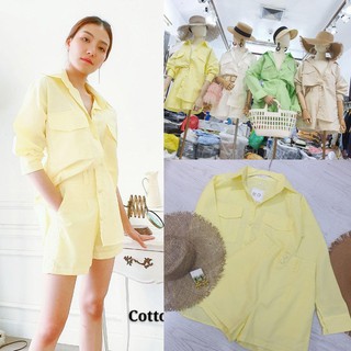 Code no:2005033920-Candy ชุดเซต เสื้อเชิ๊ตทรง oversize มาพร้อมกางเกงขาสั้นเอวสูงทรงสวยใส่สบายคร่าา